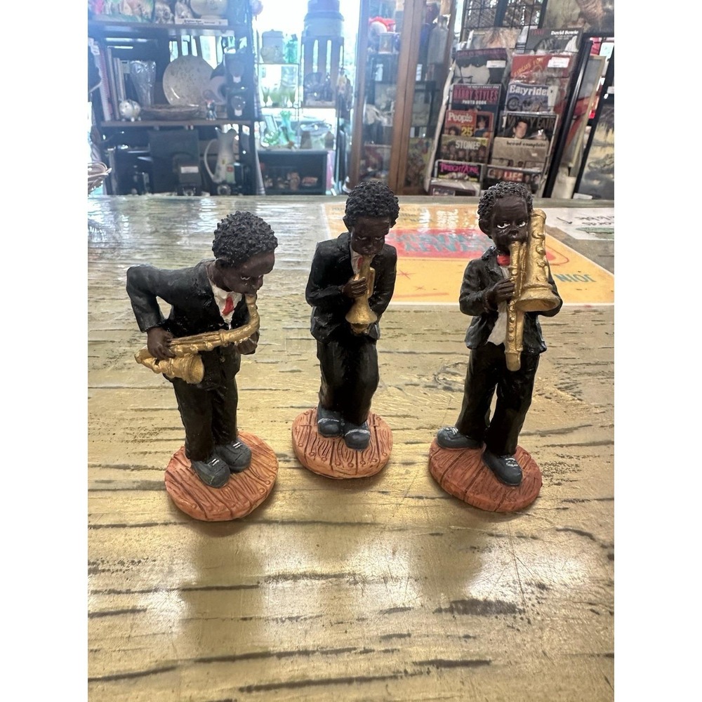 3 Vintage Young's Inc Monroe Mich African American Jazz  Figurines